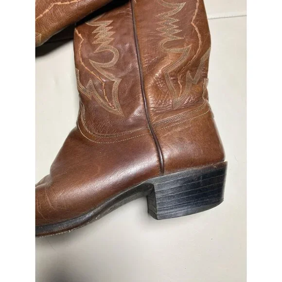 Lucchese 2000 Men Vintage Cowboys Boots Sz 10.5 D Brown Leather Western T3022R4 - Picture 10 of 16